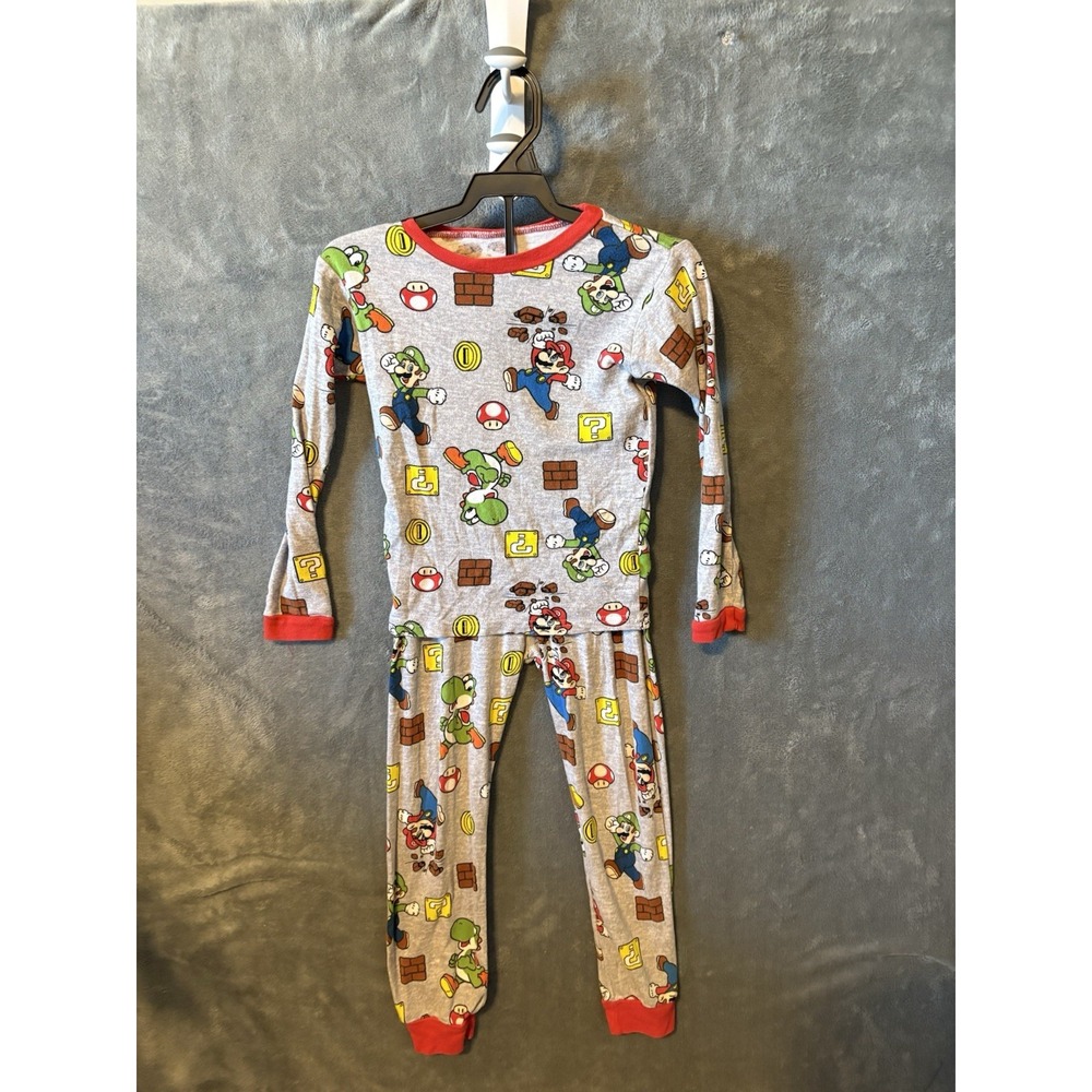 Super Mario Pajamas Set Boys Size 8 Nintendo Mario Luigi Yoshi Multicolor PJs